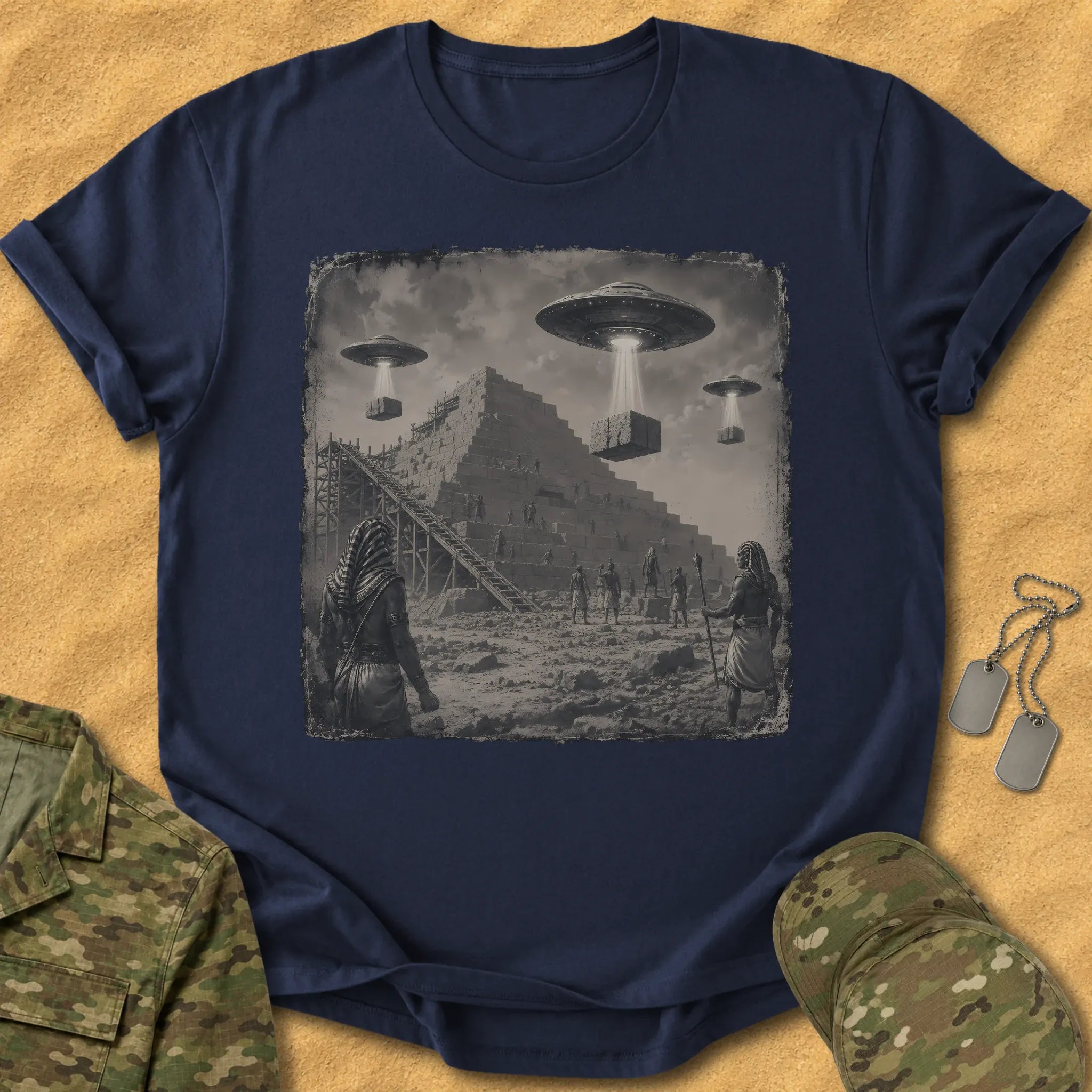 T-Shirt UFOs Building Pyramid T-Shirt
